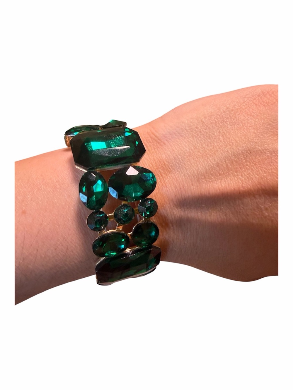 Emerald Faceted Stretch Bracelet - Women Jewelry
